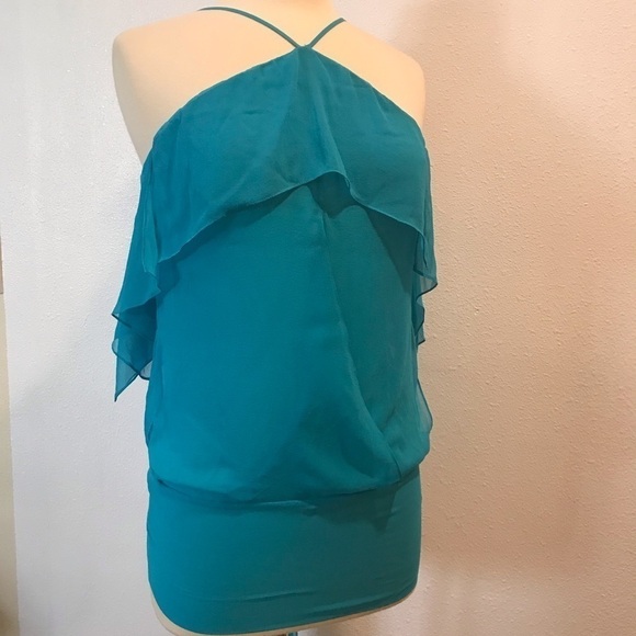 Maxazria Collection halter top Sz S/M aqua wrap - Picture 1 of 8